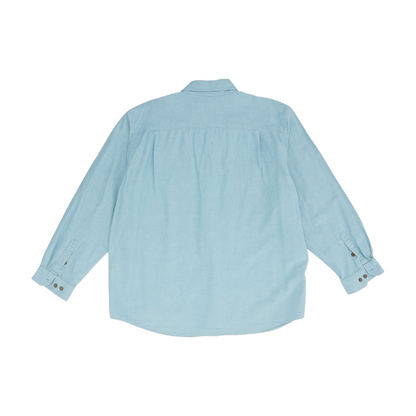 Blue Solid Long Sleeve Button Down