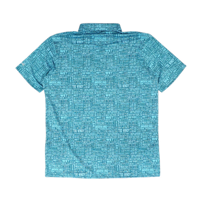 Teal Print Short Sleeve Polo