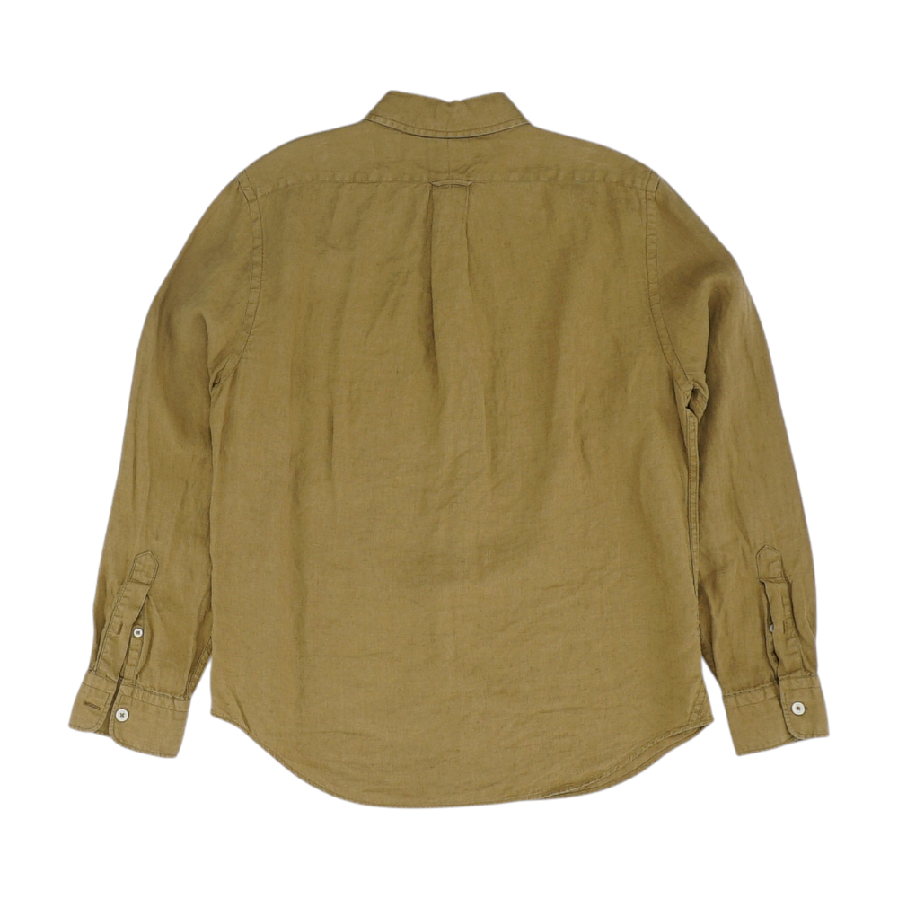 Khaki Solid Long Sleeve Button Down