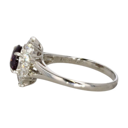 Platinum Oval Spinel With Round Diamond Halo Cocktail Ring