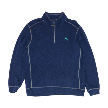 Blue Solid 1/4 Zip Pullover