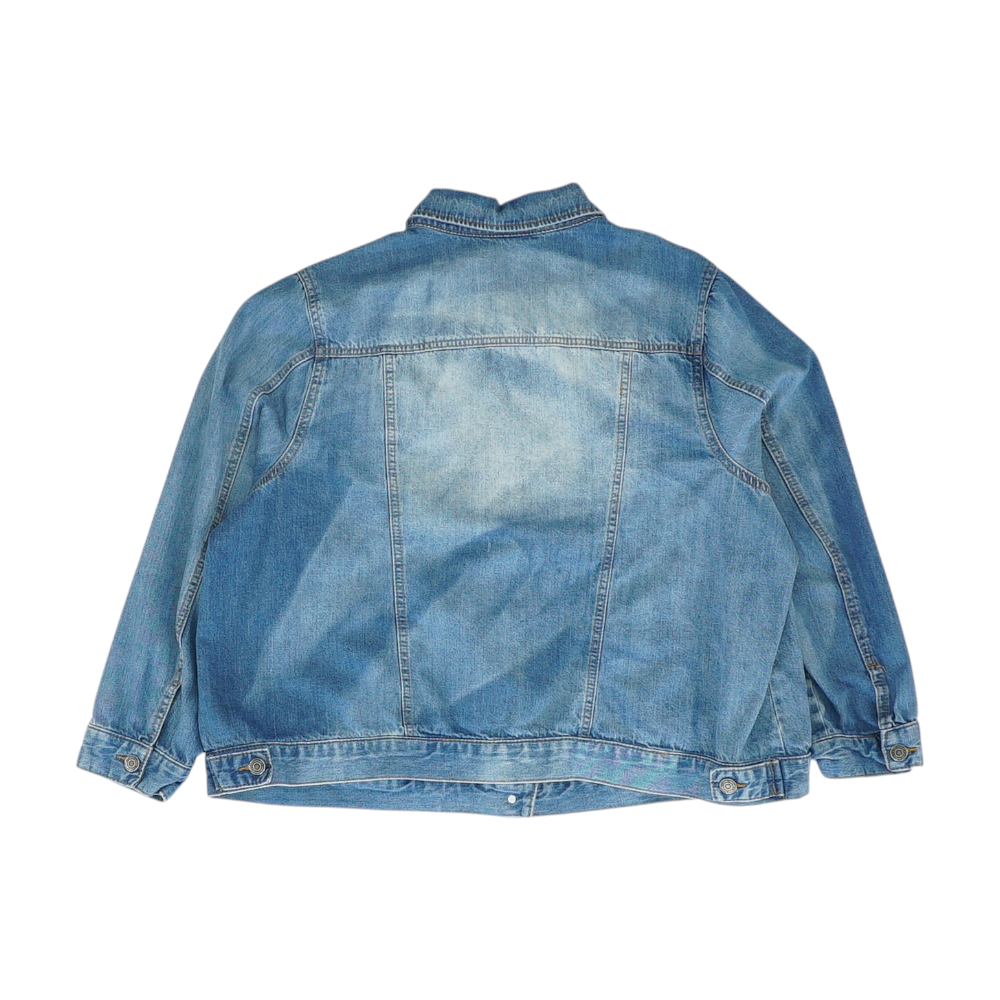 Blue Plus Size Solid Denim Jacket