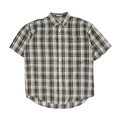 Green Plaid Short Sleeve Button Down