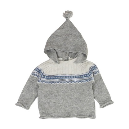 Gray Color Block Pullover Sweater