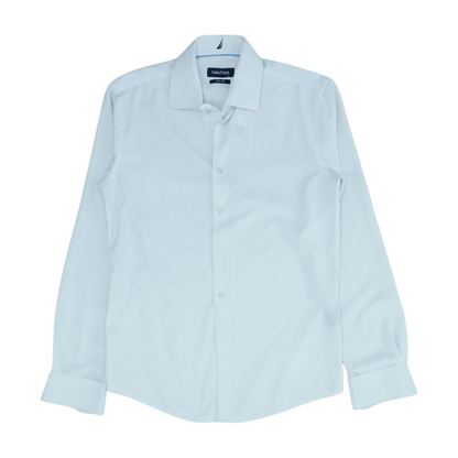 White Solid Long Sleeve Button Down