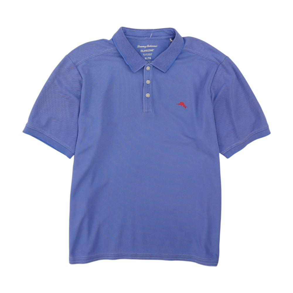 Blue Solid Short Sleeve Polo