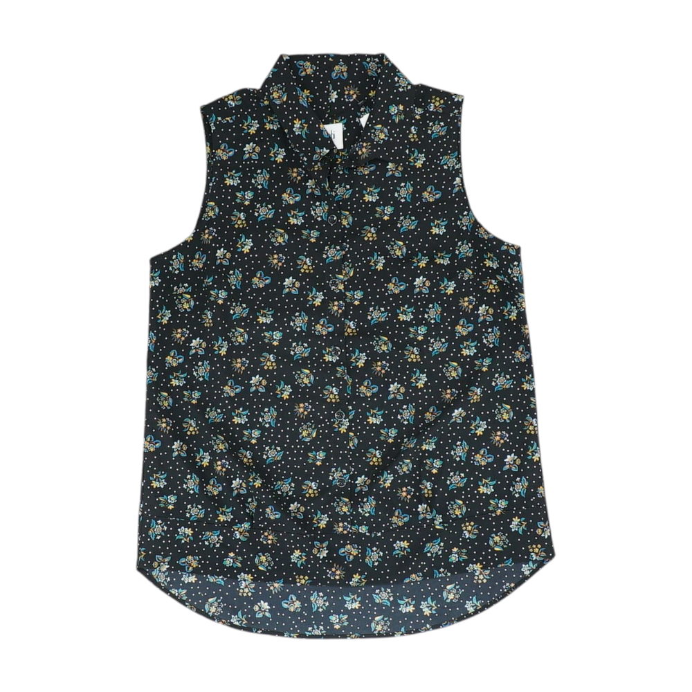 Black Floral Button Down