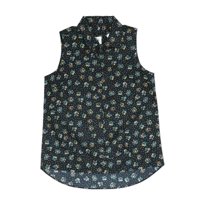 Black Floral Button Down