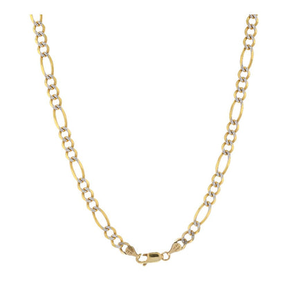 10K Two Tone Gold Textured Figaro Chain Necklace