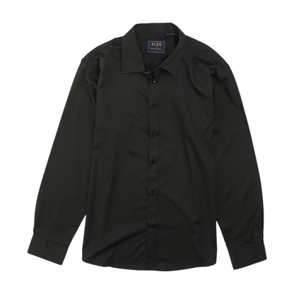 Black Solid Long Sleeve Button Down