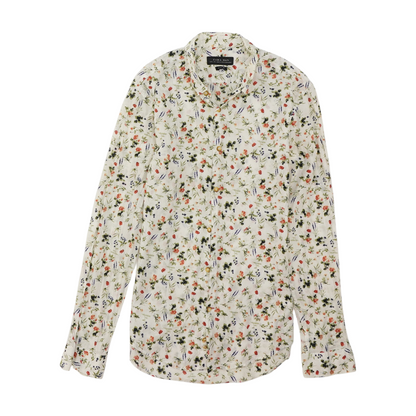 White Floral Long Sleeve Button Down