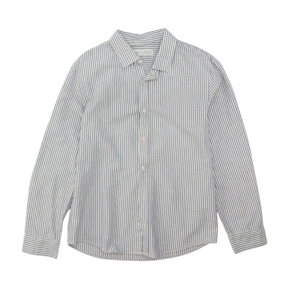 White Striped Long Sleeve Button Down