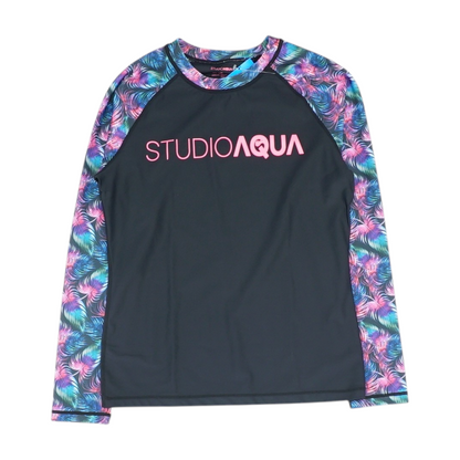 Black Tropical Swim Top