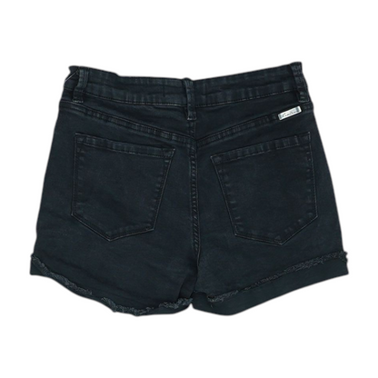 Black Solid Denim Shorts