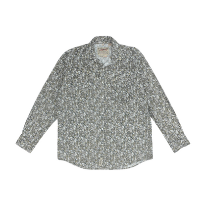 Gray Paisley Long Sleeve Button Down