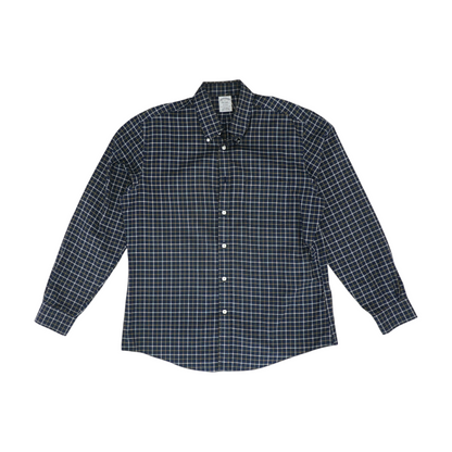 Navy Plaid Long Sleeve Button Down