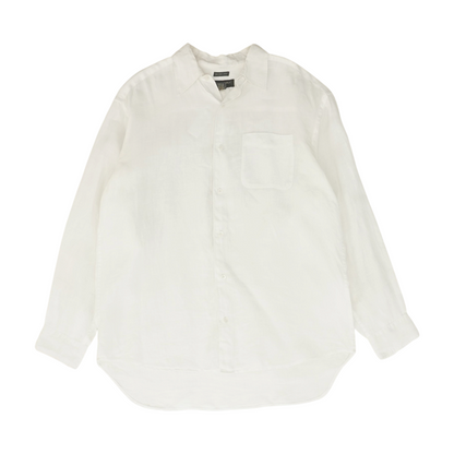 White Solid Long Sleeve Button Down