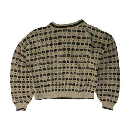 Beige Print Pullover Sweater