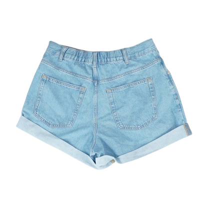 Blue Solid Denim Shorts