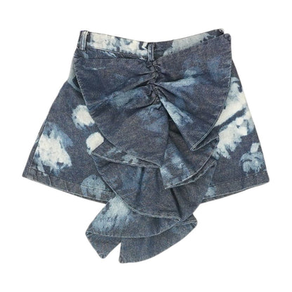 Blue Solid Mini Skirt