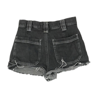 Gray Solid Denim Shorts