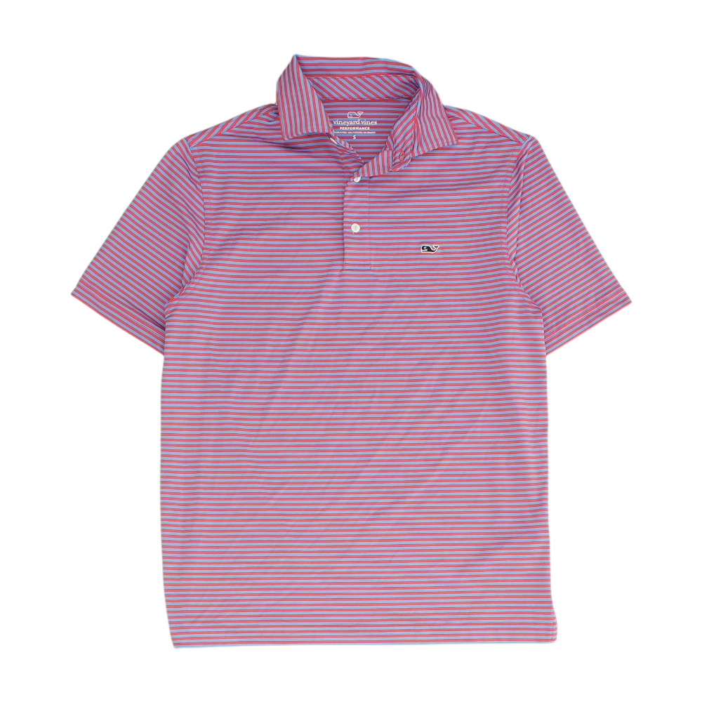 Vineyard Vines Blue Striped Short Sleeve Polo – Image 1