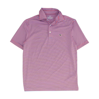 Vineyard Vines Blue Striped Short Sleeve Polo – Image 1