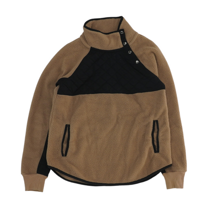 Brown Color Block Fleece Pullover