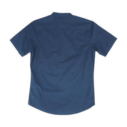Navy Solid Short Sleeve Button Down