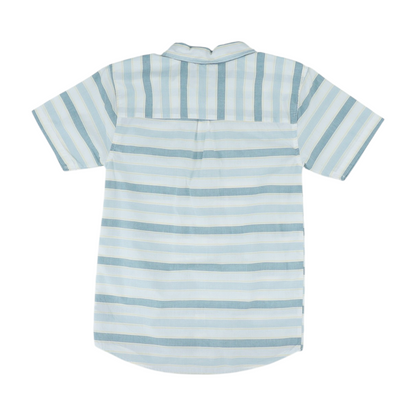 Green Striped Short Sleeve Button Down