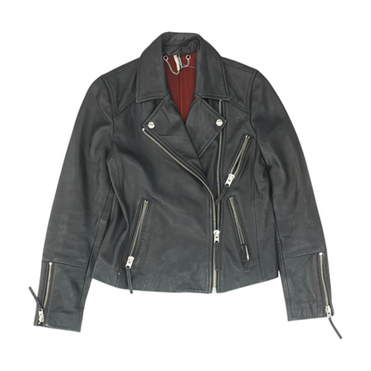 Black Solid Leather Jacket