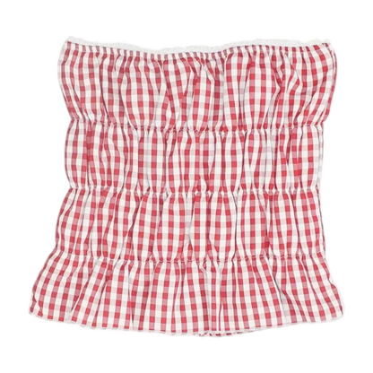Red Check Cropped Blouse