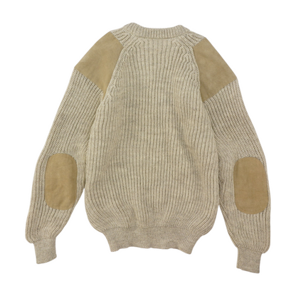 Vintage Beige Wool And Suede Pullover Sweater