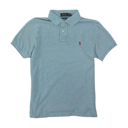 Blue Solid Short Sleeve Polo