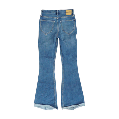 Blue Color Block Wide Leg Jeans