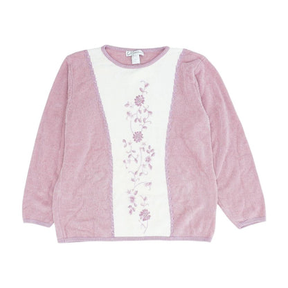 Pink Color Block Crewneck Sweater