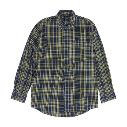 Navy Plaid Long Sleeve Button Down