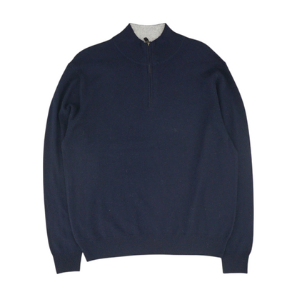 Navy Solid 1/4 Zip Sweater