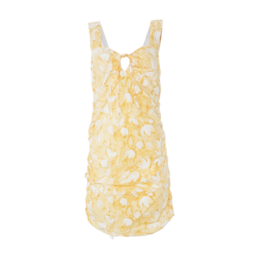 Yellow Abstract Midi Dress