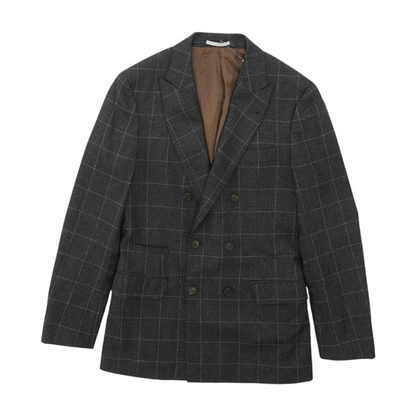 Checked Double-Breasted Cashmere-Wool Blend Blazer