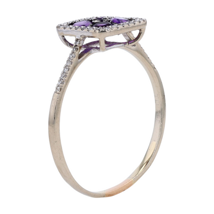14K White Gold Amethyst Fashion Ring