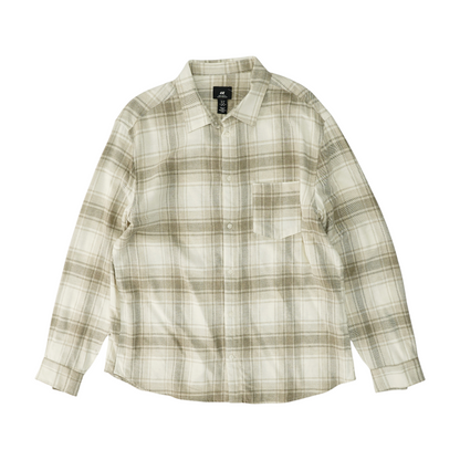 Beige Plaid Flannel Button Down