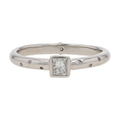.33 Ct Platinum Princess Cut Diamond And Accented Shank Promise Ring