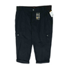 Black Plus Size Solid Cargo Capris