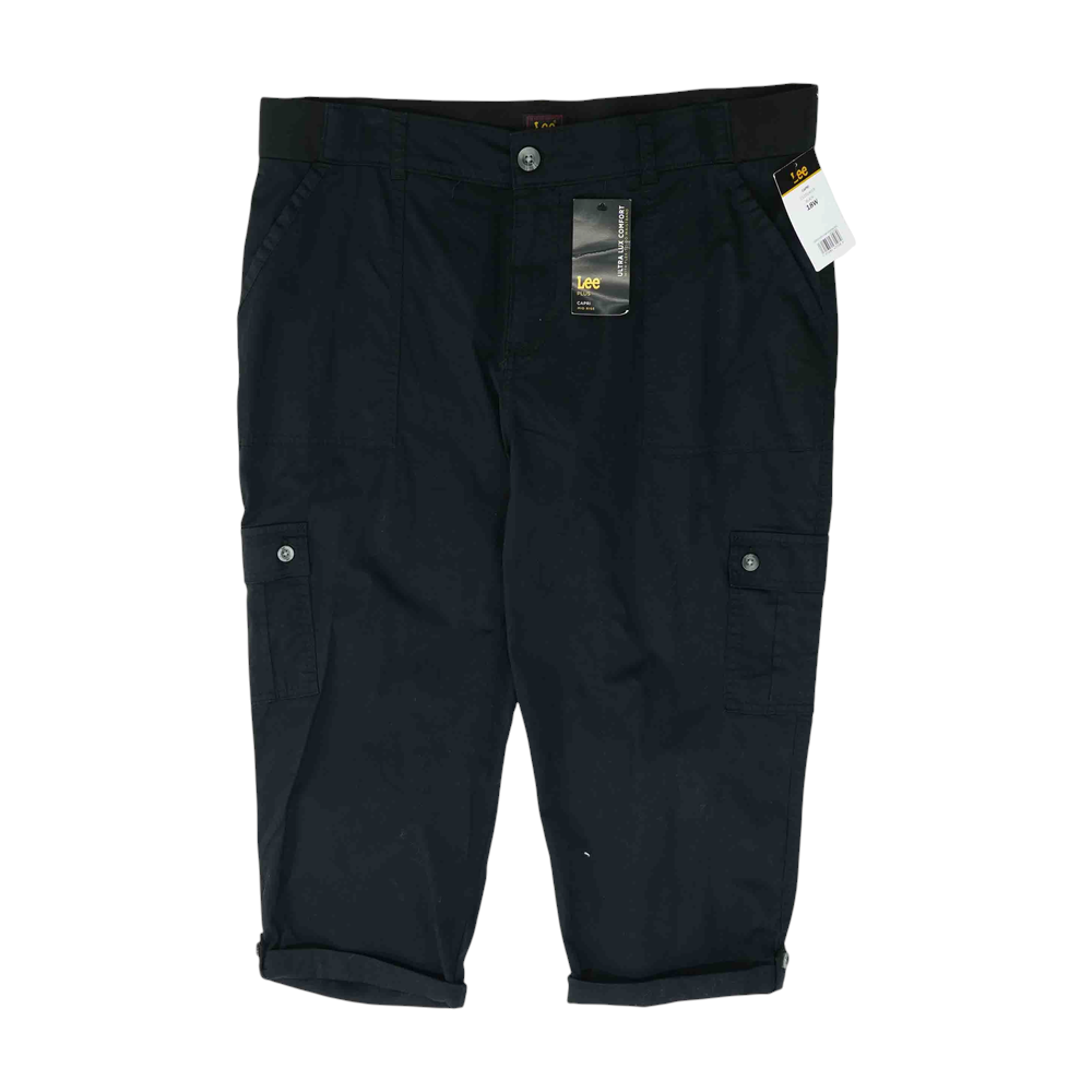 Black Plus Size Solid Cargo Capris