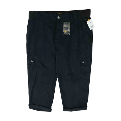 Black Plus Size Solid Cargo Capris
