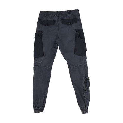 Blue Solid Cargo Pants