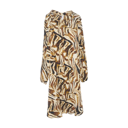 Beige Plus Animal Print Midi Dress