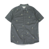 Black Print Short Sleeve Button Down