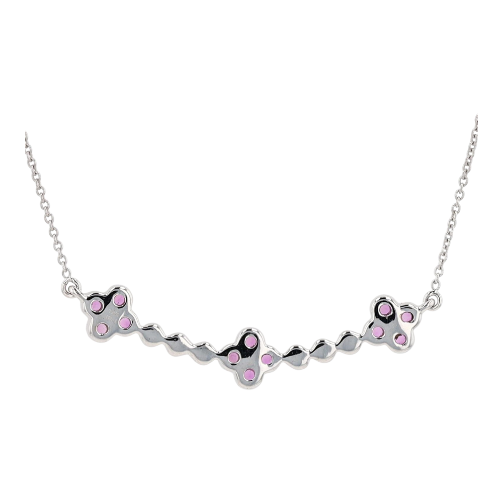 1/5 ctw 14K White Gold Pink Sapphire Station Necklace – Image 4